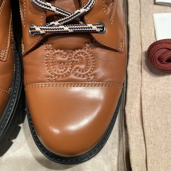 GG Logo Quilted Combat Boots, Like New - Picture 3 of 6